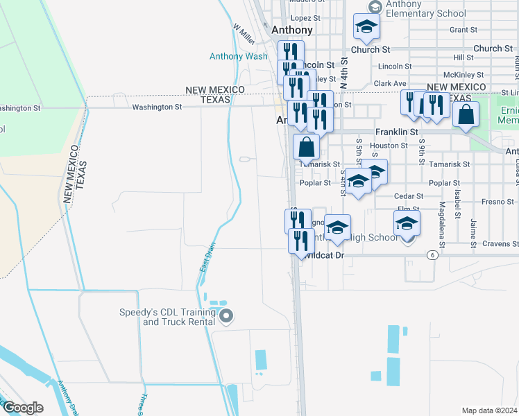 map of restaurants, bars, coffee shops, grocery stores, and more near 487 Omar Street in Anthony