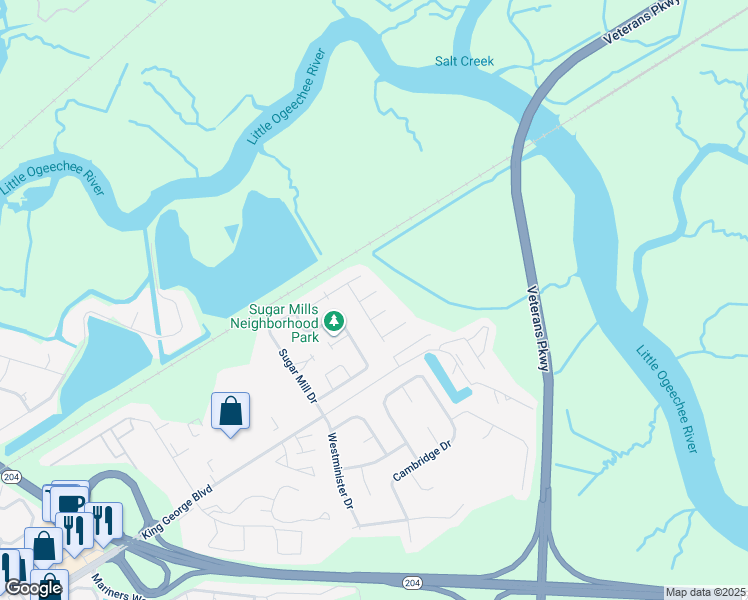 map of restaurants, bars, coffee shops, grocery stores, and more near 6 Rivermarsh Court in Savannah