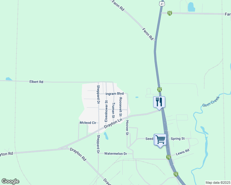 map of restaurants, bars, coffee shops, grocery stores, and more near 186 Ingram Boulevard in Cordele
