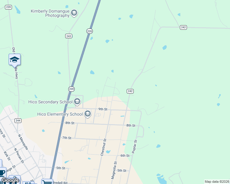 map of restaurants, bars, coffee shops, grocery stores, and more near 913 Chestnut Street in Hico