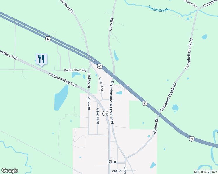 map of restaurants, bars, coffee shops, grocery stores, and more near 815 North Maple Drive in Braxton