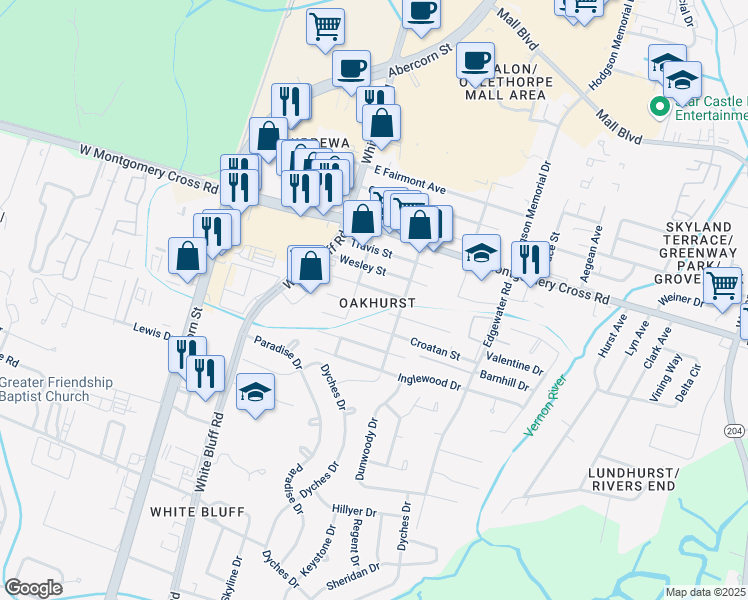 map of restaurants, bars, coffee shops, grocery stores, and more near 37 Chatham Street in Savannah
