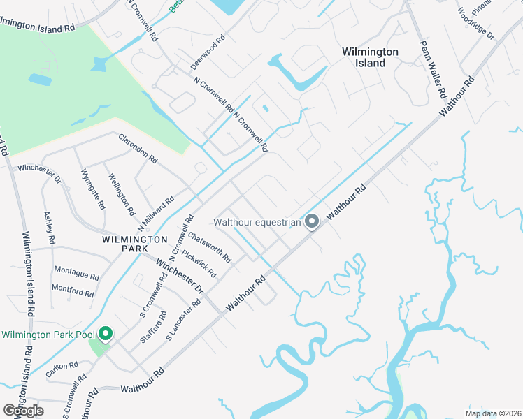 map of restaurants, bars, coffee shops, grocery stores, and more near 113 Steerforth Road in Savannah