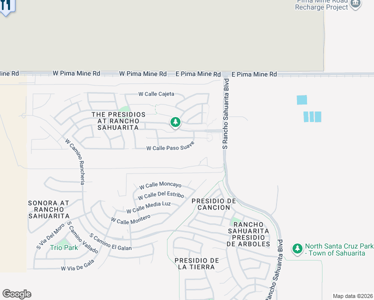 map of restaurants, bars, coffee shops, grocery stores, and more near 173 West Calle Paso Suave in Sahuarita