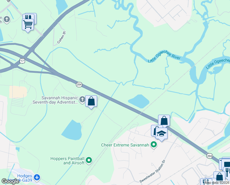 map of restaurants, bars, coffee shops, grocery stores, and more near in Savannah