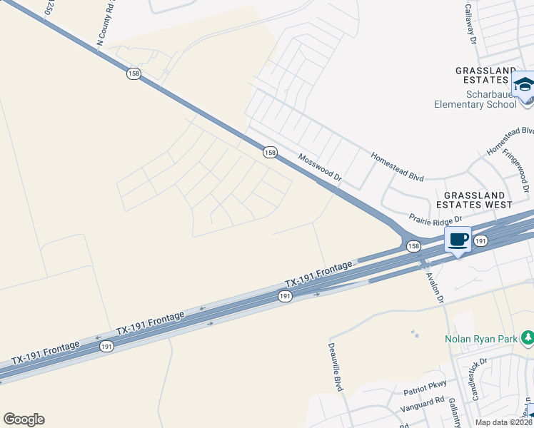 map of restaurants, bars, coffee shops, grocery stores, and more near 606 Texas 158 in Midland