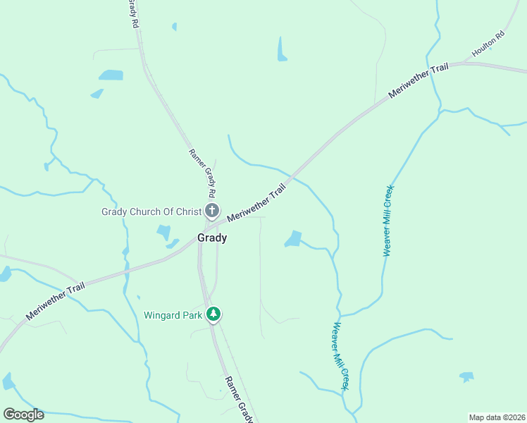 map of restaurants, bars, coffee shops, grocery stores, and more near 7082 Meriwether Trail in Grady