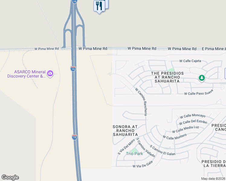 map of restaurants, bars, coffee shops, grocery stores, and more near 13990 South Camino Espuela in Sahuarita