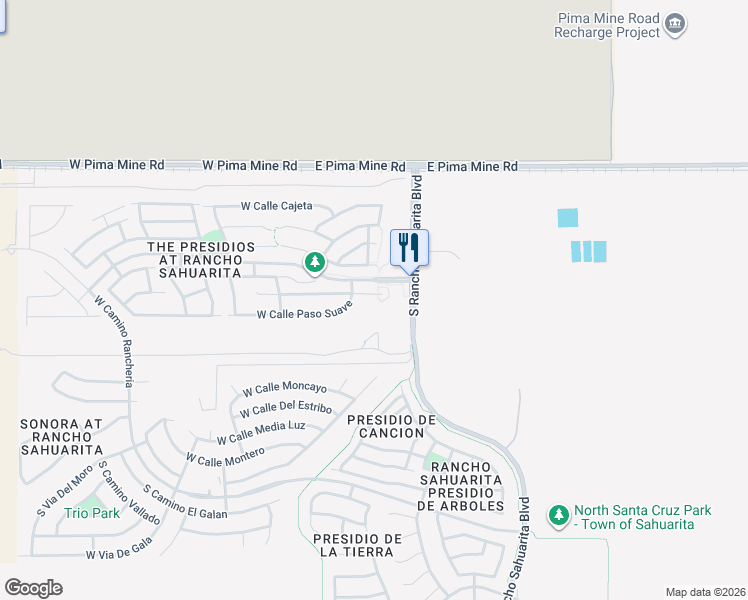 map of restaurants, bars, coffee shops, grocery stores, and more near 15 West Calle Patio Lindo in Sahuarita