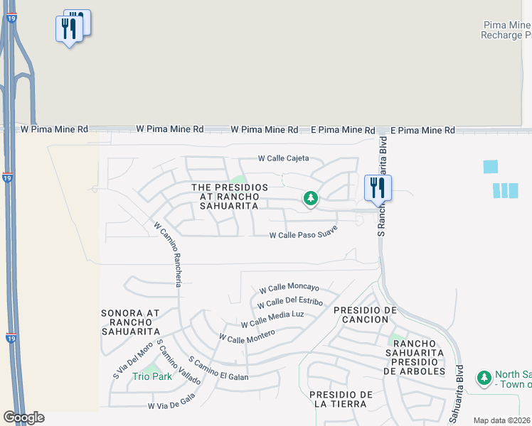 map of restaurants, bars, coffee shops, grocery stores, and more near 469 West Calle Franja Verde in Sahuarita