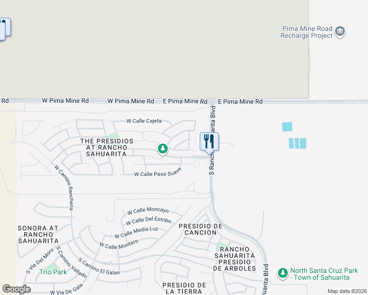 map of restaurants, bars, coffee shops, grocery stores, and more near 76 West Calle Gota in Sahuarita
