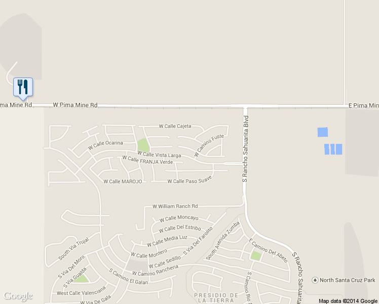 map of restaurants, bars, coffee shops, grocery stores, and more near 245 West Calle Gota in Sahuarita