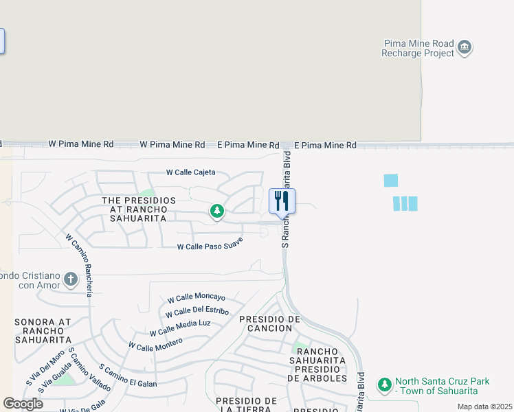 map of restaurants, bars, coffee shops, grocery stores, and more near 13885 South Camino Nudo in Sahuarita