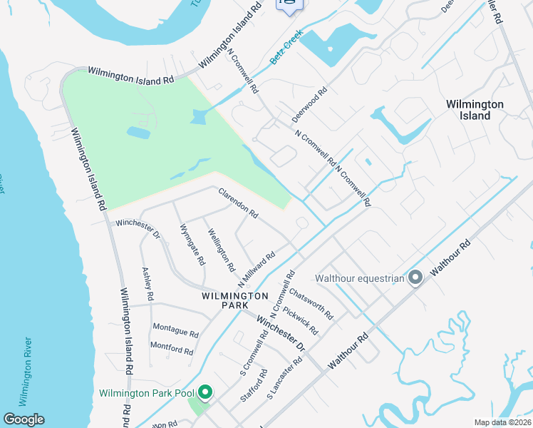 map of restaurants, bars, coffee shops, grocery stores, and more near 38 Clarendon Road in Savannah