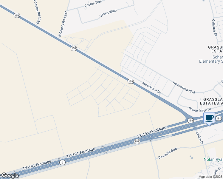 map of restaurants, bars, coffee shops, grocery stores, and more near 6807 Mosswood Drive in Midland