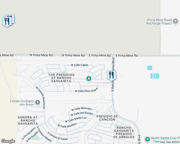 map of restaurants, bars, coffee shops, grocery stores, and more near 267 West Calle Cajeta in Sahuarita