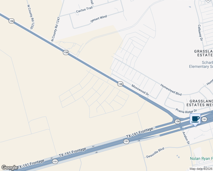 map of restaurants, bars, coffee shops, grocery stores, and more near 6809 Mosswood Drive in Midland