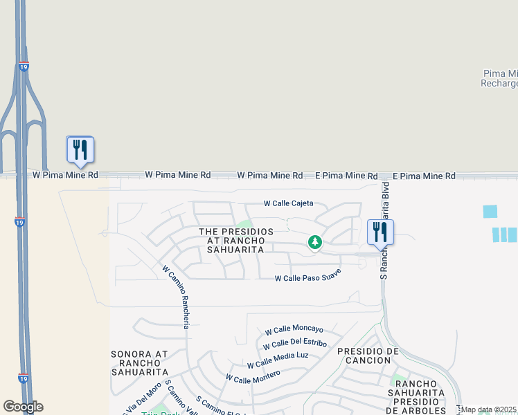 map of restaurants, bars, coffee shops, grocery stores, and more near 533 W Calle Cajeta in Sahuarita
