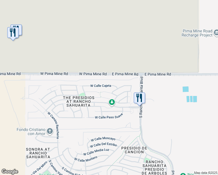 map of restaurants, bars, coffee shops, grocery stores, and more near 267 West Calle Cajeta in Sahuarita