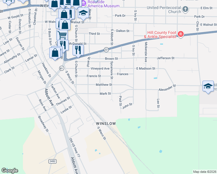 map of restaurants, bars, coffee shops, grocery stores, and more near 308 Sycamore Street in Hillsboro