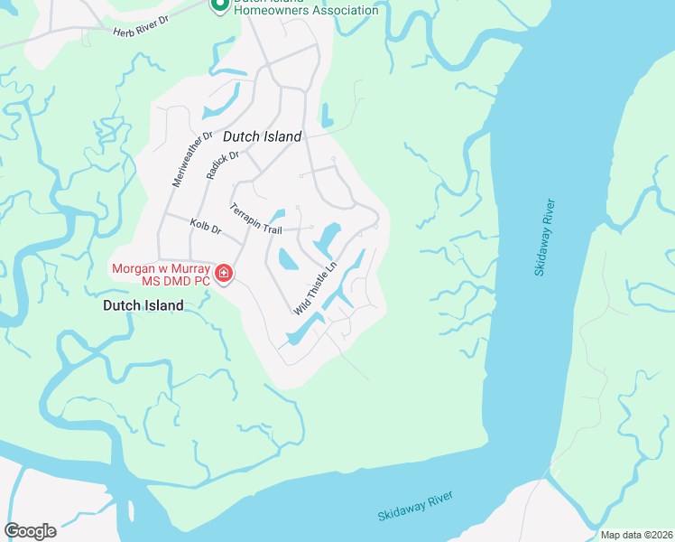 map of restaurants, bars, coffee shops, grocery stores, and more near 45 Wild Thistle Lane in Savannah