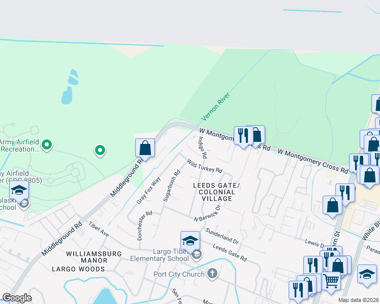 map of restaurants, bars, coffee shops, grocery stores, and more near 13 English Saddle Court in Savannah