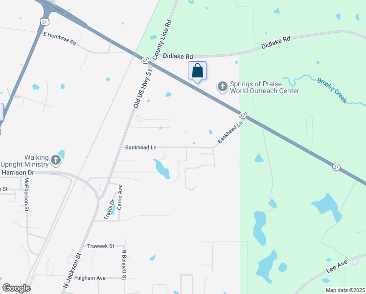 map of restaurants, bars, coffee shops, grocery stores, and more near 110 Bankhead Lane in Crystal Springs