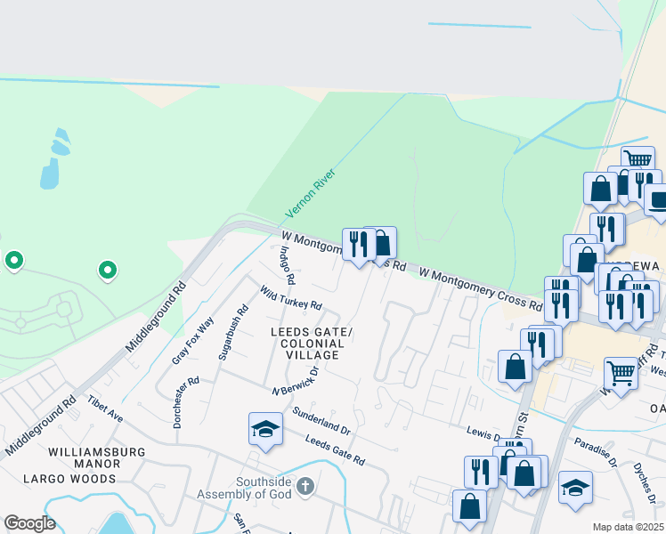 map of restaurants, bars, coffee shops, grocery stores, and more near 413 W Montgomery Cross Rd in Savannah