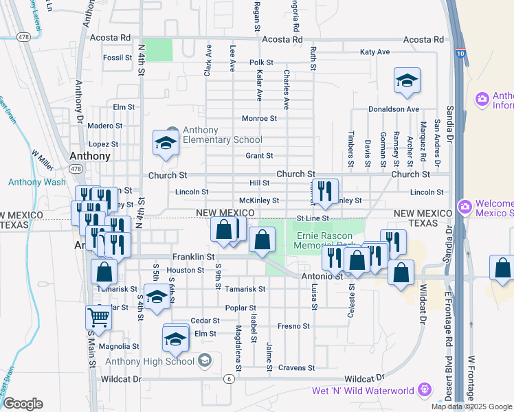 map of restaurants, bars, coffee shops, grocery stores, and more near 914 Livesay Street in Anthony