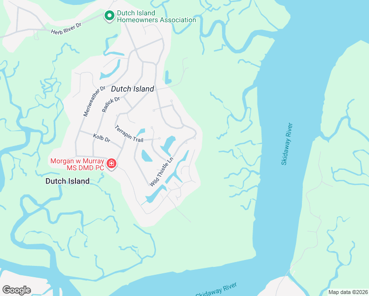 map of restaurants, bars, coffee shops, grocery stores, and more near 45 Wild Thistle Lane in Savannah