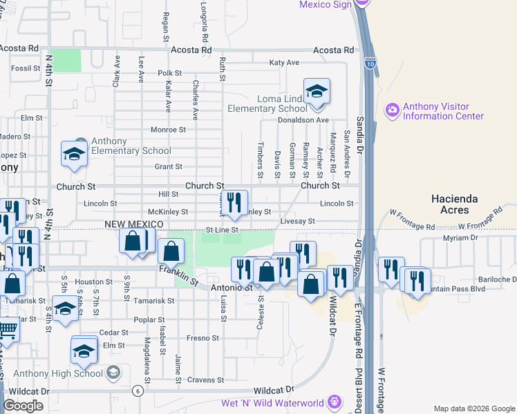map of restaurants, bars, coffee shops, grocery stores, and more near 300-342 Katherine Street in Anthony