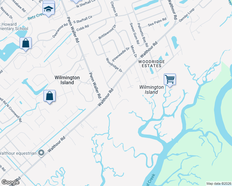 map of restaurants, bars, coffee shops, grocery stores, and more near 1110 Walthour Road in Savannah
