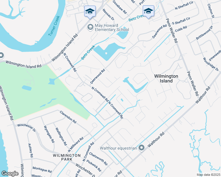 map of restaurants, bars, coffee shops, grocery stores, and more near 121 Wyckfield Road in Savannah