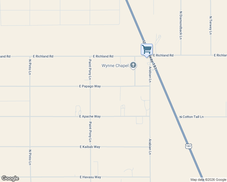 map of restaurants, bars, coffee shops, grocery stores, and more near 310 East Papago Way in Cochise