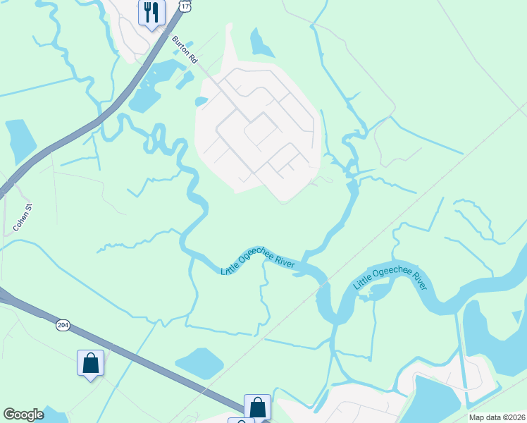 map of restaurants, bars, coffee shops, grocery stores, and more near 199 Burton Road in Savannah