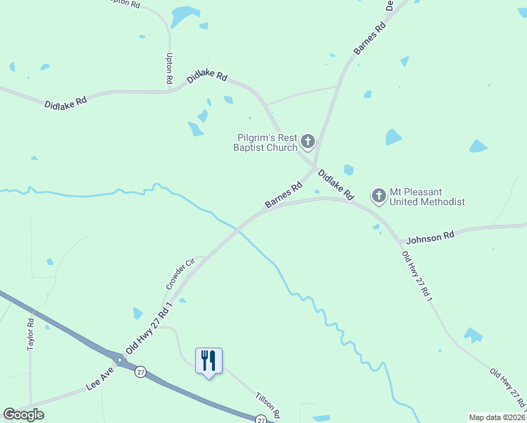 map of restaurants, bars, coffee shops, grocery stores, and more near 1000 Old Highway 27 Road 1 in Crystal Springs