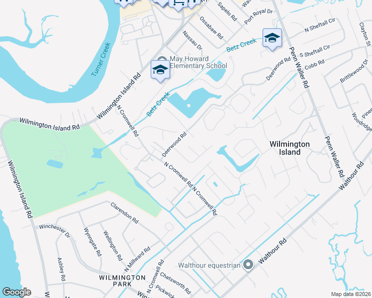 map of restaurants, bars, coffee shops, grocery stores, and more near 7 East Gazebo Lane in Savannah