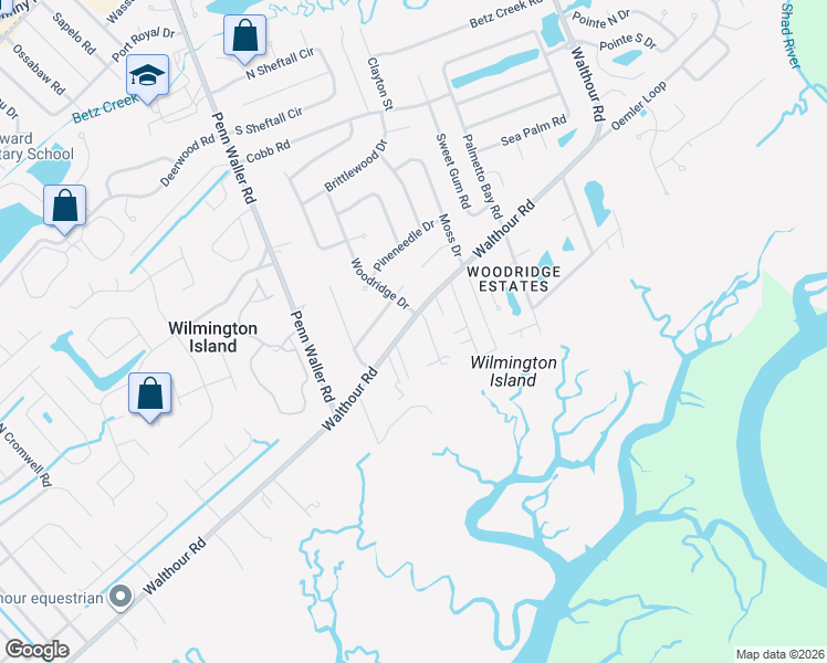 map of restaurants, bars, coffee shops, grocery stores, and more near 1020 Walthour Road in Savannah