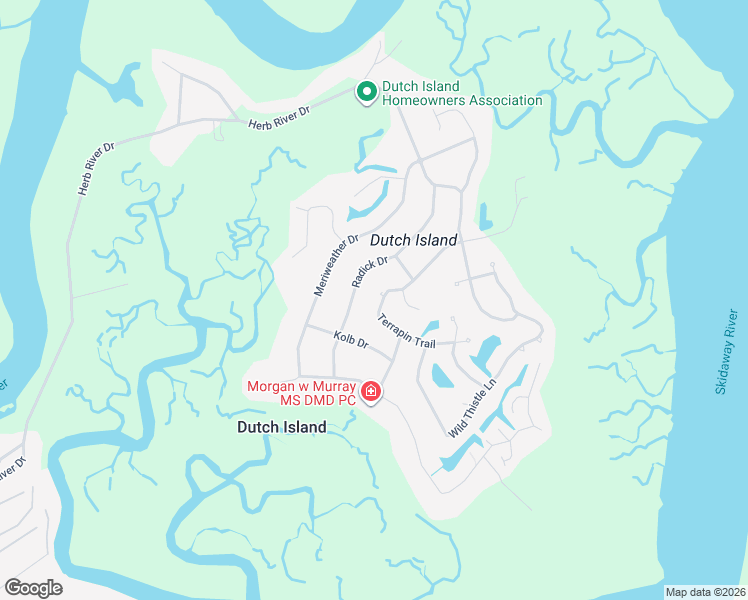 map of restaurants, bars, coffee shops, grocery stores, and more near 121 Terrapin Trail in Savannah