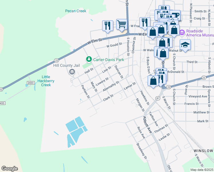 map of restaurants, bars, coffee shops, grocery stores, and more near 414 Abernathy Street in Hillsboro