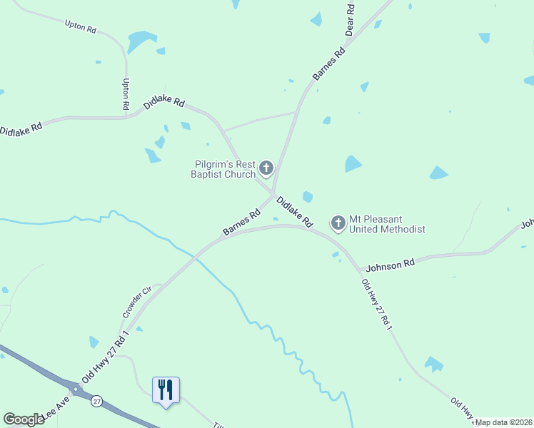 map of restaurants, bars, coffee shops, grocery stores, and more near 1000-1054 Old Highway 27 Road 1 in Crystal Springs