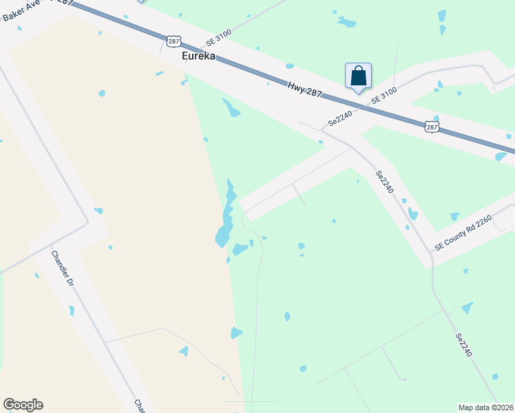 map of restaurants, bars, coffee shops, grocery stores, and more near 502 Southeast County Road 2250 in Corsicana