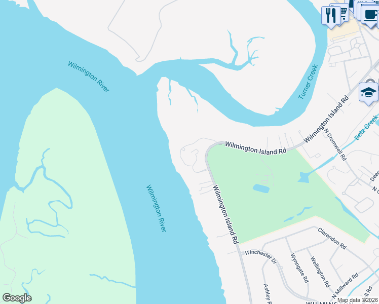 map of restaurants, bars, coffee shops, grocery stores, and more near 700 Wilmington Island Road in Savannah