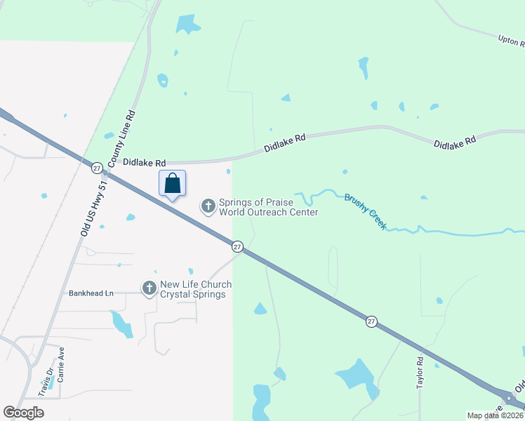map of restaurants, bars, coffee shops, grocery stores, and more near 1007 Pin Oak Lane in Crystal Springs