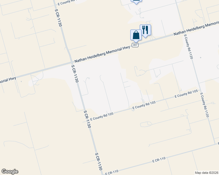 map of restaurants, bars, coffee shops, grocery stores, and more near 2201 South County Road 1128 in Midland