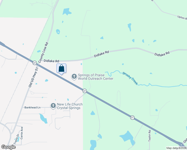 map of restaurants, bars, coffee shops, grocery stores, and more near 1007 Pin Oak Lane in Crystal Springs