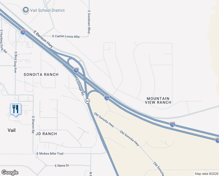 map of restaurants, bars, coffee shops, grocery stores, and more near 14470 East Sands Ranch Road in Vail