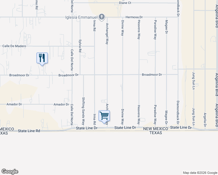 map of restaurants, bars, coffee shops, grocery stores, and more near 139 Archangel Way in Chaparral