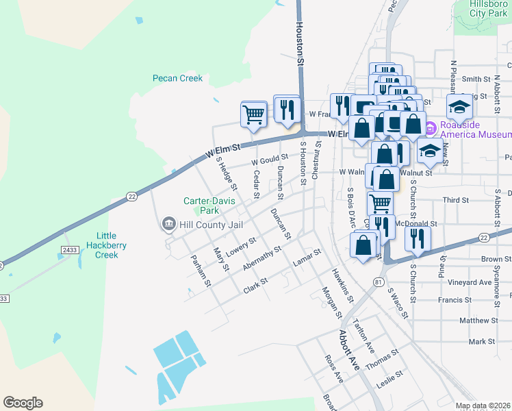map of restaurants, bars, coffee shops, grocery stores, and more near 492 West Walnut Street in Hillsboro