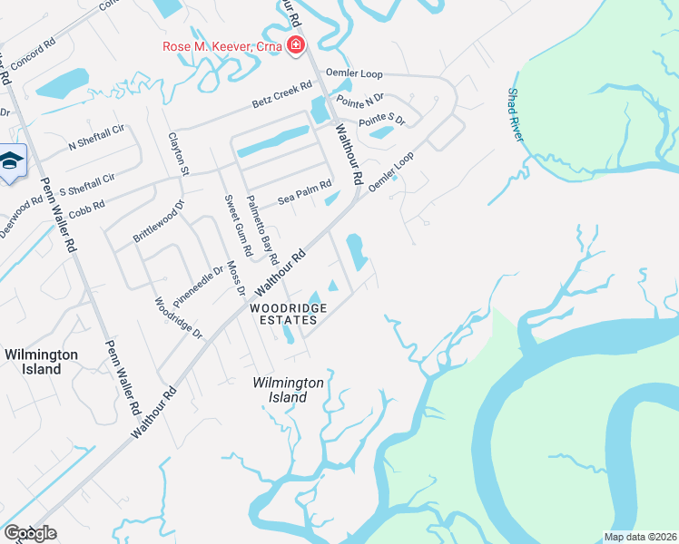map of restaurants, bars, coffee shops, grocery stores, and more near 1 Woodpecker Court in Savannah